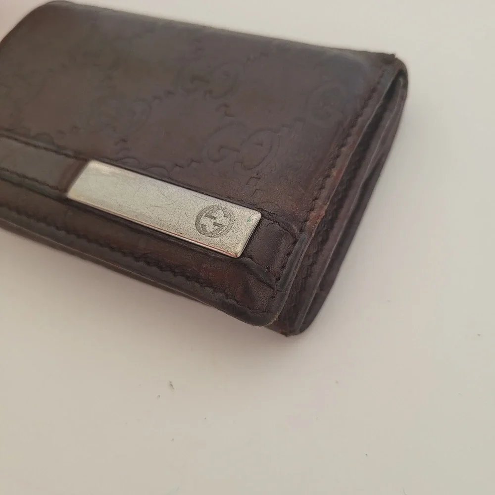 Gucci Guccissima Brown Leather Card Case Wallet GG Monogram 251727-496334 Italy